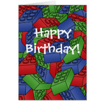 Birthday Card with a Pile of Building Blocks