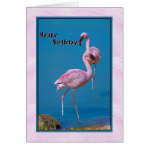 Birthday Card with Pink Flamingo