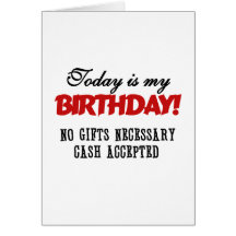 Birthday Cash Accepted Cards