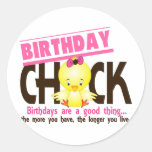 Birthday Chick 4 Round Stickers