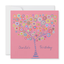 Birthday Circle Tree Retro Personalised Invitation