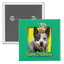 Birthday Cupcake - Australian Cattle Dog Pinback Button
