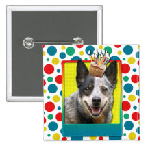 Birthday Cupcake - Australian Cattle Dog Pinback Buttons