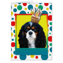 Birthday Cupcake - Cavalier - Tri-Colour Greeting Cards