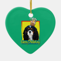 Birthday Cupcake - Cavalier - Tri-Colour Christmas Ornaments