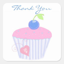 Birthday Cupcake Thank You Square Stickers