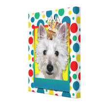 Birthday Cupcake - Westie - Tank Stretched Canvas Print