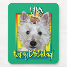 Birthday Cupcake - Westie - Tank Mousepad