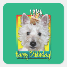 Birthday Cupcake - Westie - Tank Sticker