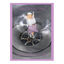 Birthday fairy cartoon postcard.