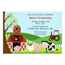 Birthday Farm Animals Flat Invitation