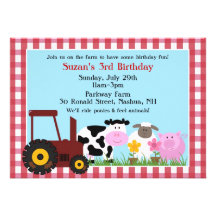 Birthday Farm Animals Flat Invitation