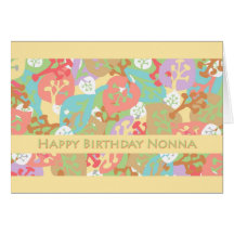 Birthday for Nonna, Colourful Leaves on Yellow Greeting Cards