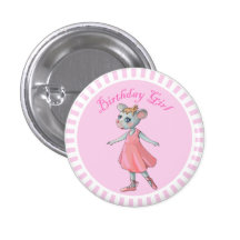 Birthday Girl Ballerina Mouse Button