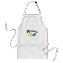 Birthday girl colourful Tshirt Aprons