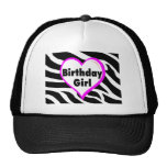 Birthday Girl (Heart Zebra Stripes) Hats