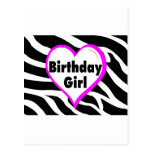 Birthday Girl (Heart Zebra Stripes) Post Card