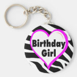 Birthday Girl Zebra Stripes Keychain