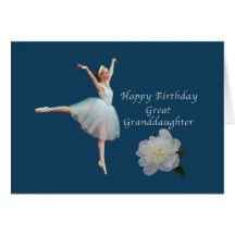 Birthday, Great Granddaughter, Ballerina on Blue Card