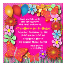 Birthday Invitation: 003 Butterflies and Flowers
