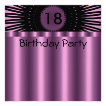 Birthday Invitation Metal Purple & Black