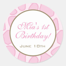 Birthday Invitation or Favour Sticker - Pink