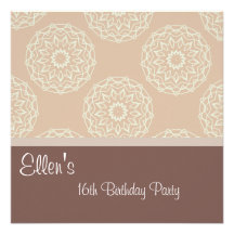 Birthday Invitation Peach Floral Abstract