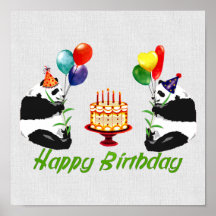 Birthday Pandas Posters