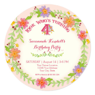 4 Years Old Girl Birthday Cards, 4 Years Old Girl Birthday Card ...