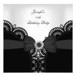 Birthday Party Black White Lace Diamond Top Custom Invitation