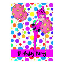 Birthday Party Cheeky Girl Spots Balloons Custom Announcements