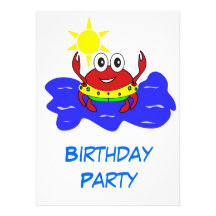 birthday party crab invitation