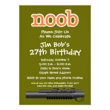 Birthday Party - Funny Noob Gamer Custom Invites