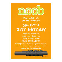 Birthday Party - Funny Noob Gamer Personalized Invites