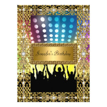 Birthday Party Gold Black Disco Any age Personalized Invitation