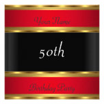 Birthday Party Gold Red Black Custom Announcements