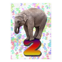 Birthday party invitation 2, with happy elephants