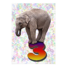 Birthday party invitation 3, with happy elephants