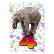 Birthday party invitation 4, with happy elephants