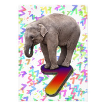 Birthday party invitation 7, with happy elephants