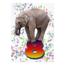 Birthday party invitation 8, with happy elephants