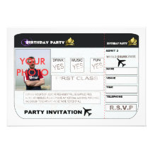 Birthday Party Invitation Aeroplane Ticket Spoof P