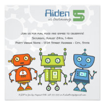 Birthday Party Invitation | Boy's Robot Theme
