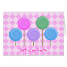 Birthday Party Invitation Pink Greeting Cards