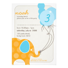 BIRTHDAY PARTY INVITES :: elephant + balloons 2P