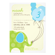 BIRTHDAY PARTY INVITES :: elephant + balloons 6P
