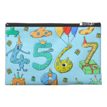 Birthday Party Numbers, on Pale Blue. Travel Accessory Bags