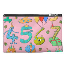 Birthday Party Numbers, on Pink. Travel Accessory Bags