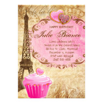 Birthday Party Paris Card Eiffel Tower Sweet 16 Pi invitations