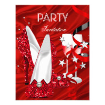 Birthday Party Red Shoes Personalized Invitations